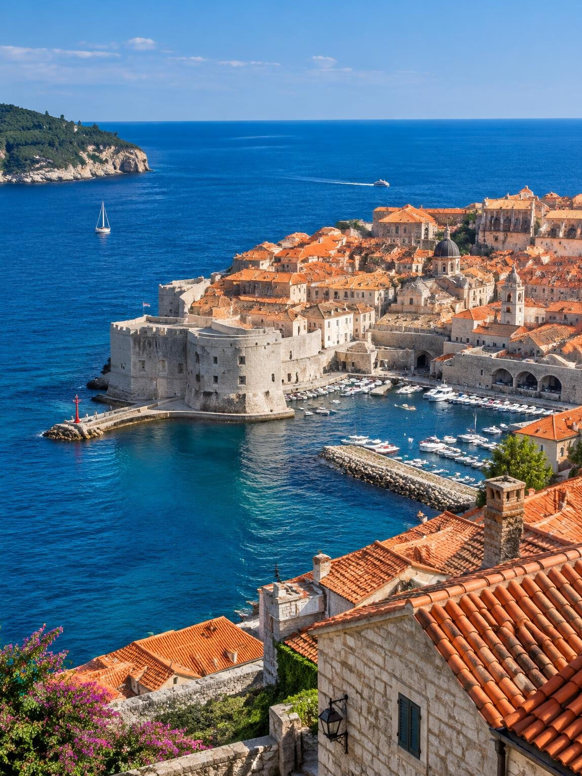 Terracotta roofs of Dubrovnik beside the Adriatic Sea