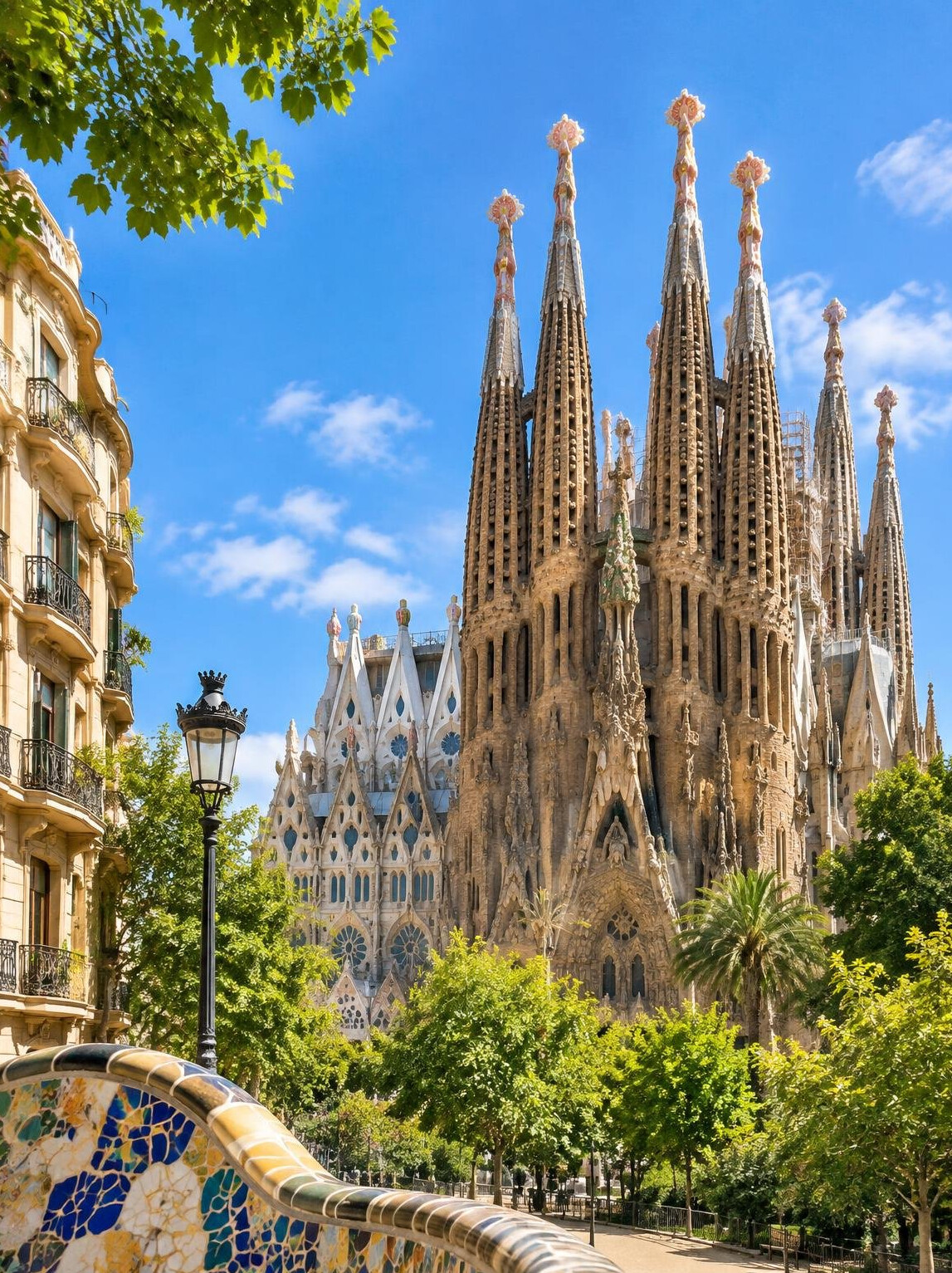 Barcelona architecture with Sagrada Familia towers