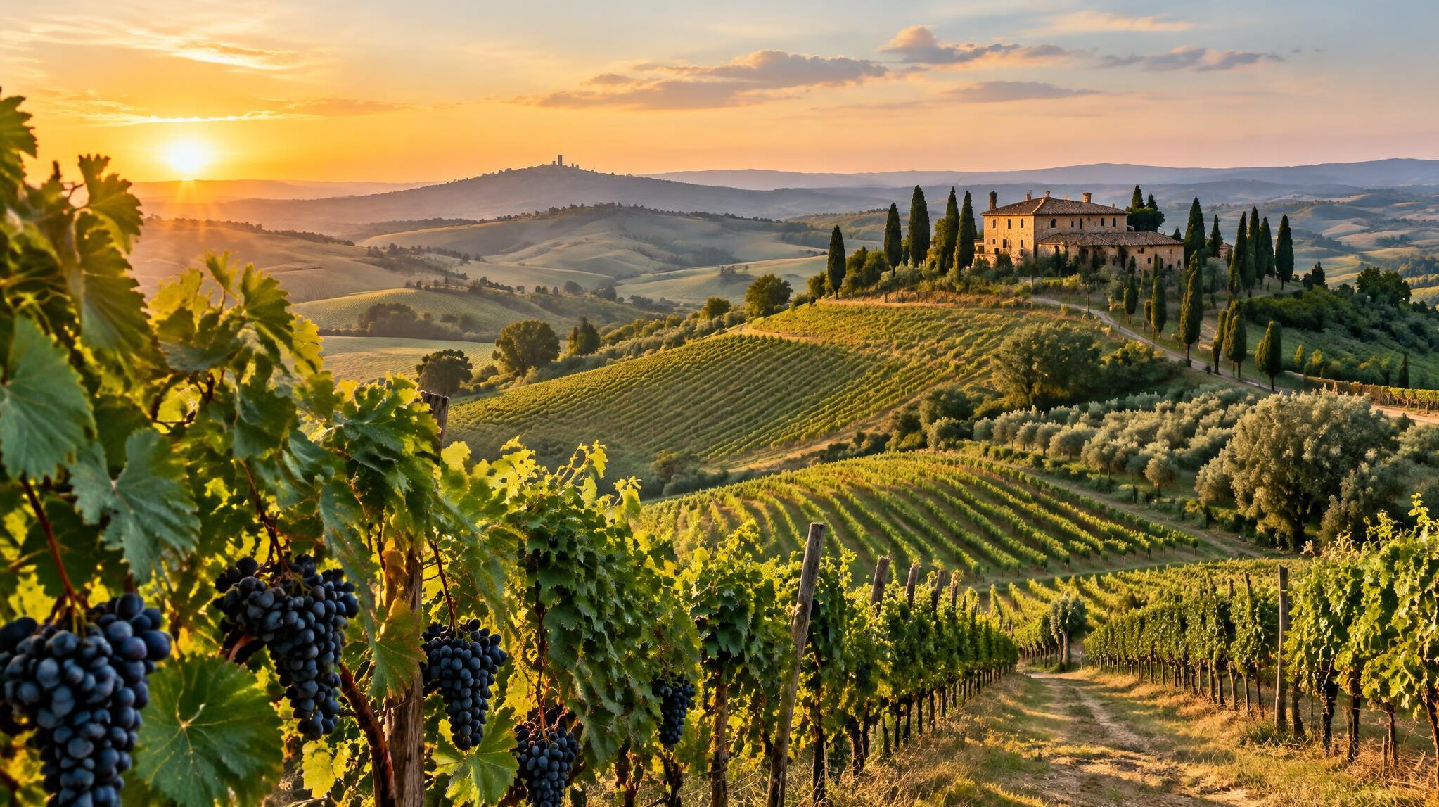 tuscany vineyard hills